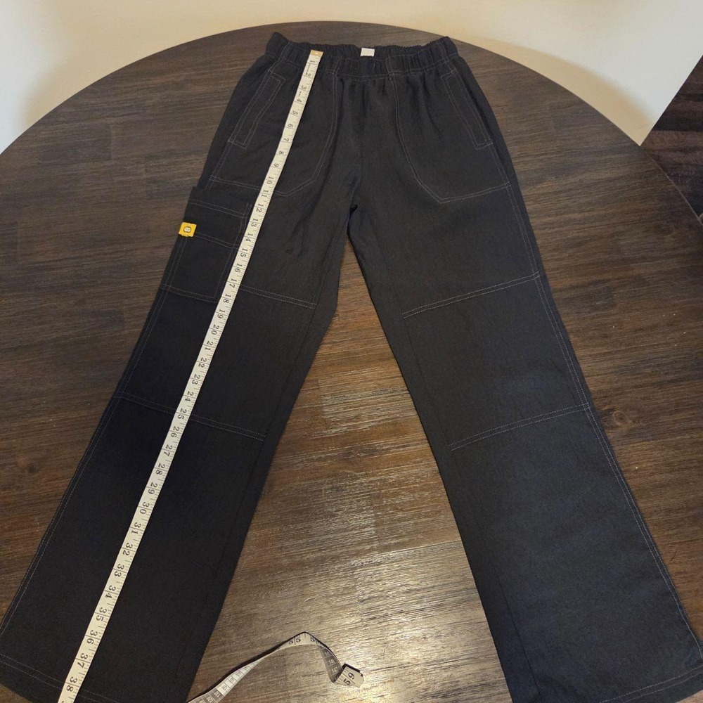 Life is Good Mens Small Black Cargo Pants Elastic Waist Wide Leg PL-3014
